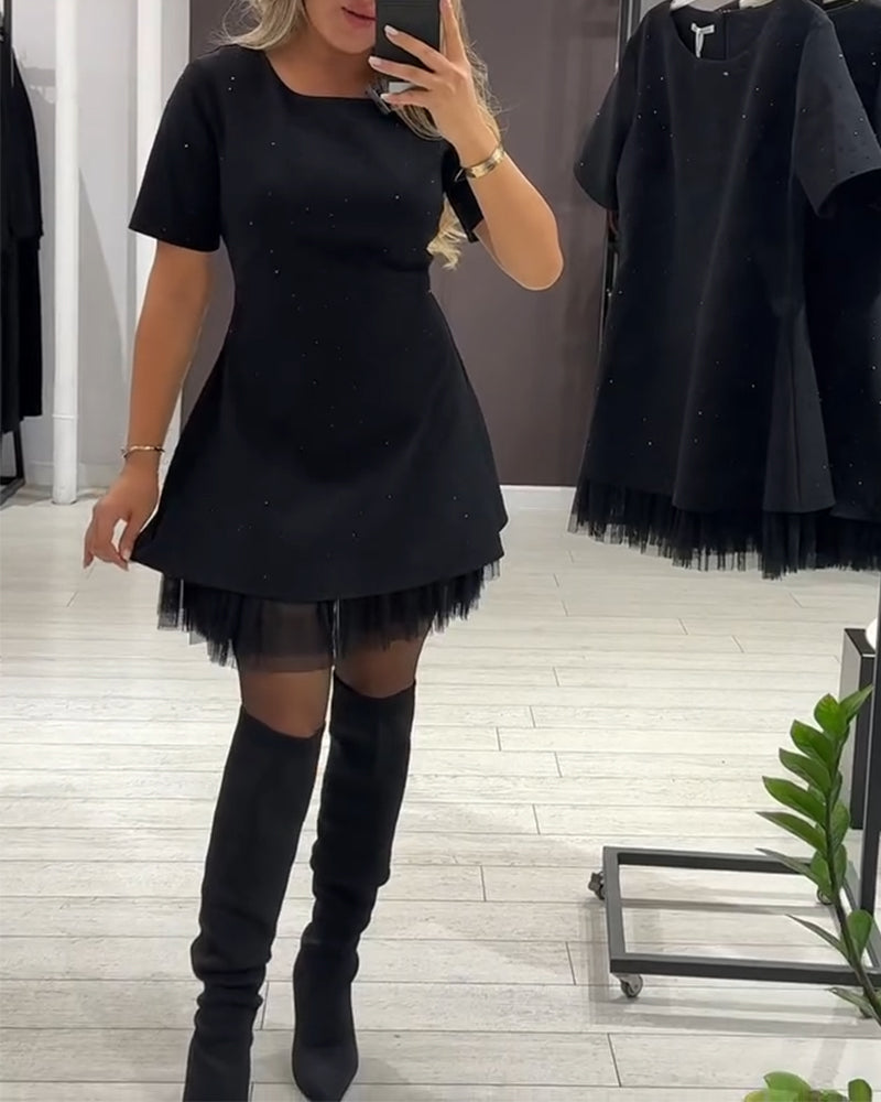 Harper – Shimmering Mesh Patchwork Dress
