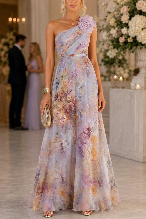 Margovil Sleeveless High Waist Floral Print Maxi Dress
