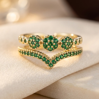 Gold Emerald Cluster Ring