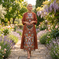 Daniella - Long Printed Dress with Coordinated Waistcoat