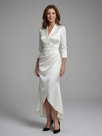 Coralie - Long-Sleeve Midi Dress with Front Closure