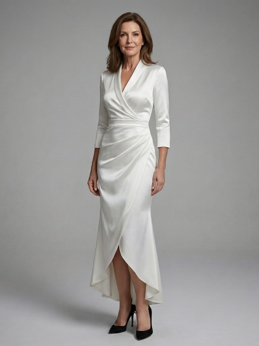 Coralie - Long-Sleeve Midi Dress with Front Closure