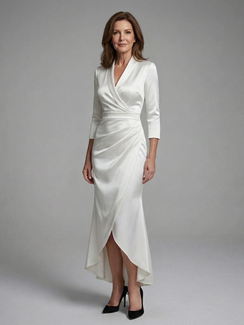 Coralie - Long-Sleeve Midi Dress with Front Closure