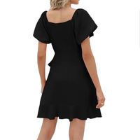 Cressida – Square Neck Puff Sleeve Tie Waist Summer Dress