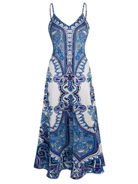 Ottoline - Boho Floral Print Sleeveless Dress