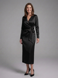 Estelle - Long-Sleeve Midi Dress with Side Closure