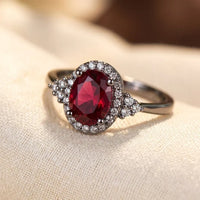 Silver Ruby Halo Ring