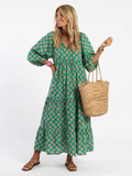 Arabella – Floral Print V-Neck Tiered Midi Dress