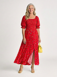 India – Square Neck Floral Midi Dress