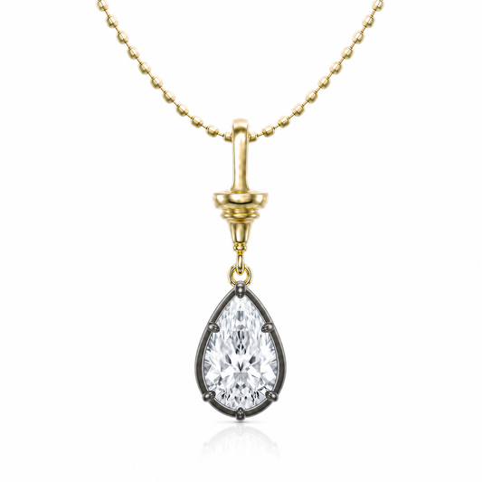 2.4ct Drop-Shaped Diamond Black Gold Necklace
