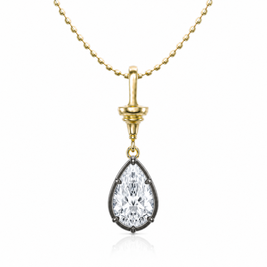2.4ct Drop-Shaped Diamond Black Gold Necklace