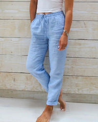 High-Waist Linen Trousers