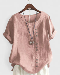 Elisavie | Comfortable Short Sleeve Blouse Pink