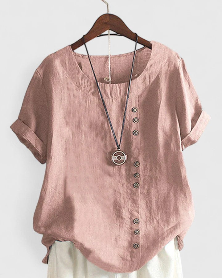 Elisavie | Comfortable Short Sleeve Blouse Pink