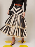 Alessia – Chevron Tiered Ruffle Midi Skirt