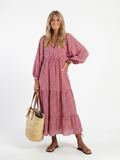 Alfiea – Geometric Print Long Sleeve Midi Dress