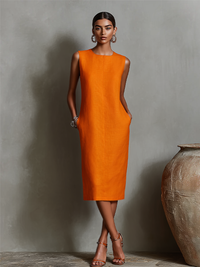 Aureliah – Sleeveless Midi Dress with Pockets