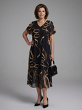 Cambria - Abstract Short-Sleeve Midi Dress