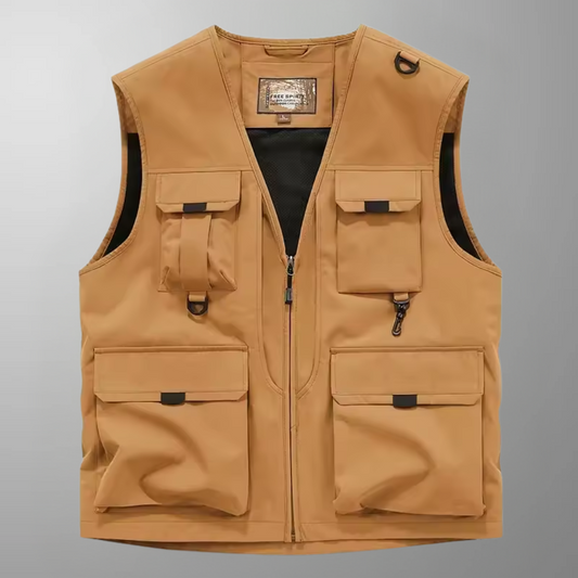 Sean - Multi-Pocket Breathable Outdoor Cargo Gilet – Orange