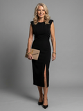 Brielle - Sleeveless Structured Midi Dress with Open Front