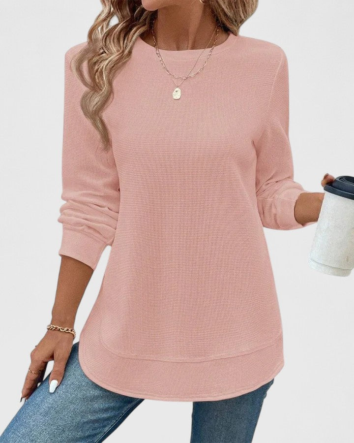 Nadyalyn | Elegant O-Neck Long Sleeve Pink