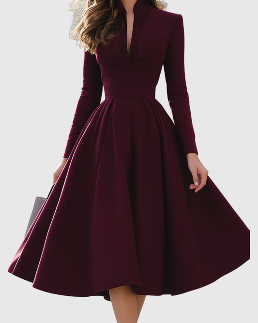Avelina | V-Neck Midi Dress S
