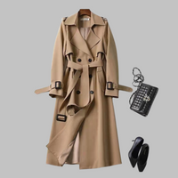 Tia - Elegant Knee-Length Loose Fit Coat Beige