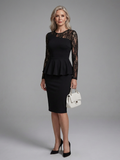 Danica - Fitted Midi Dress with Lace Sleeves