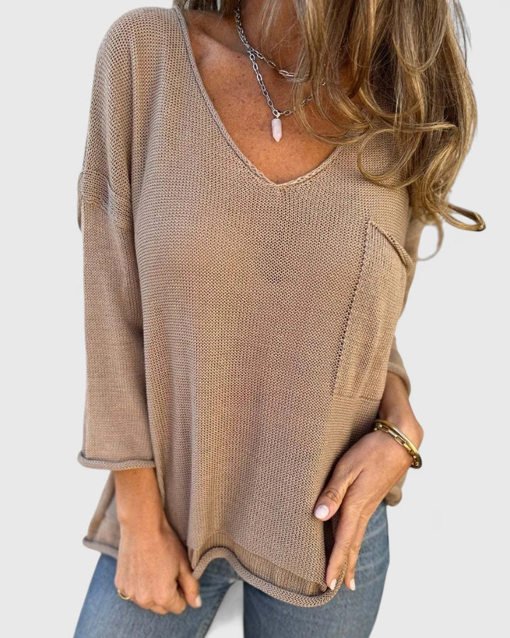 Lyzzarah | Comfortable Top Khaki