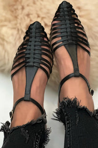 Tabitha – Pointed-Toe T-Bar Cut-Out Sandals