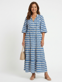 Mabel – Diamond Pattern Tiered Midi Dress