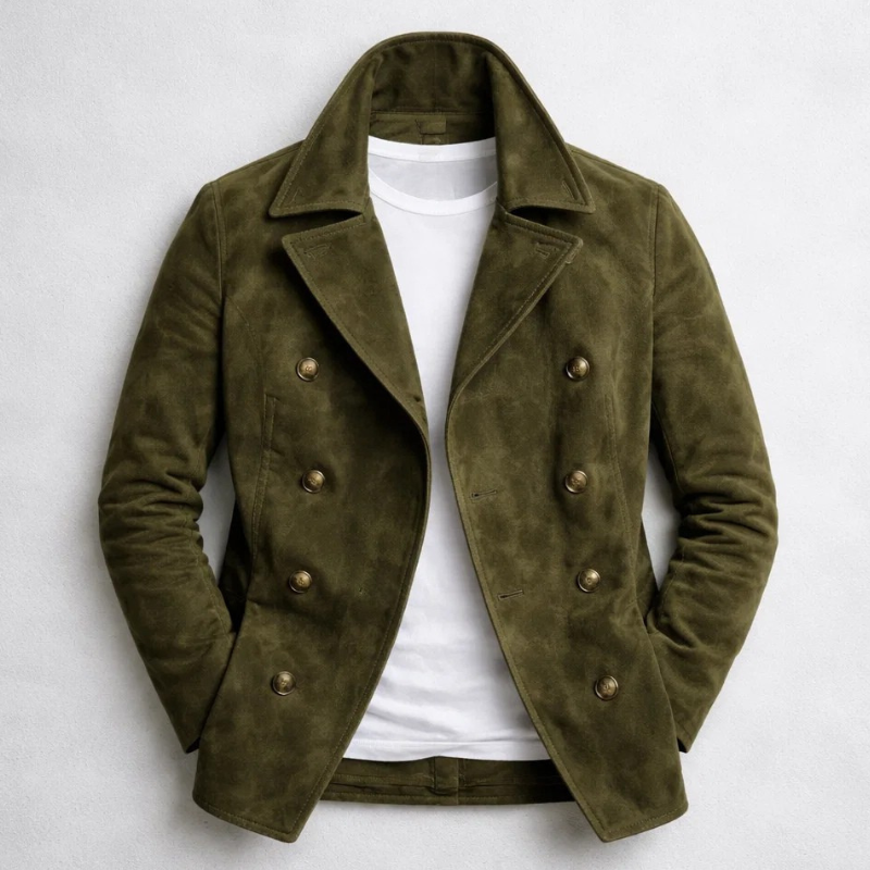 Piers – Premium Suede Pea Coat