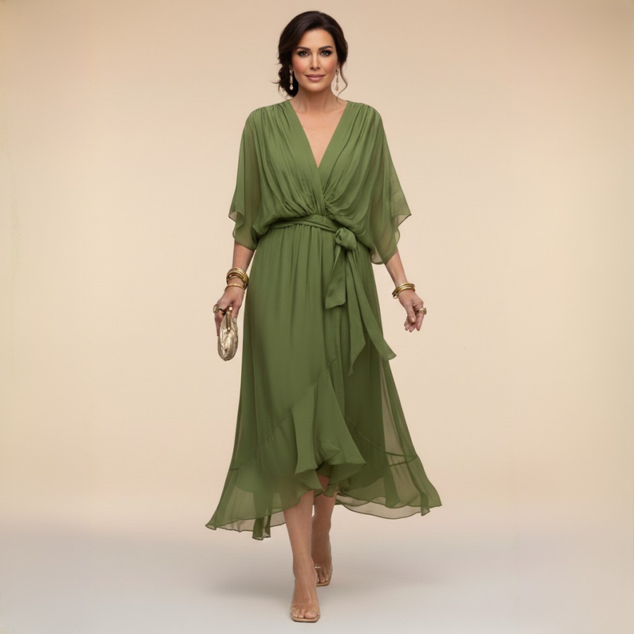 Tilly - Elegant V-Neck Chiffon Dress