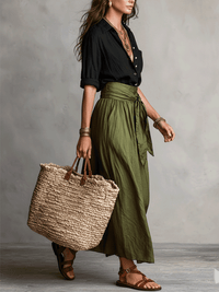 Aeris - Elegant Boho Blouse and Satin Skirt Set