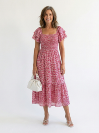 Primrose – Off-Shoulder Floral Shirred Midi Dress