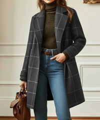 Jennifer Wool Check Coat Grey