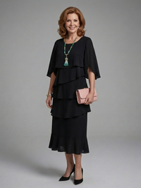 Enya - Midi Dress with Layered Sleeves