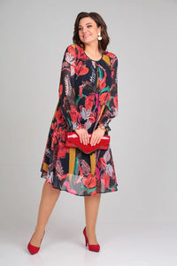 Aria – Modern Floral Midi Dress