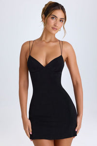 Tesni Strap Detail Halterneck Mini Dress In Black