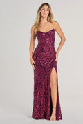 Chandler Strapless Lace Up Sequin Formal Dress