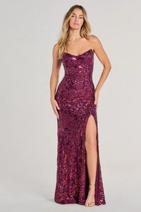 Chandler Strapless Lace Up Sequin Formal Dress