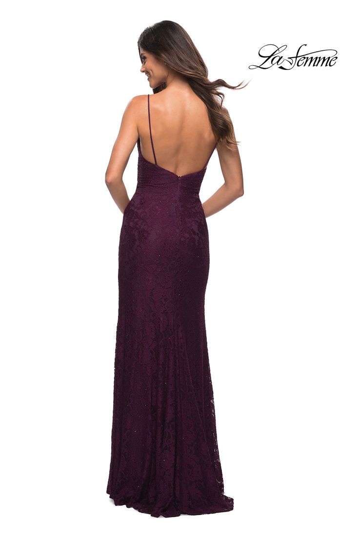 Tight Long Prom Dress In Beaded Lace Dark Berry