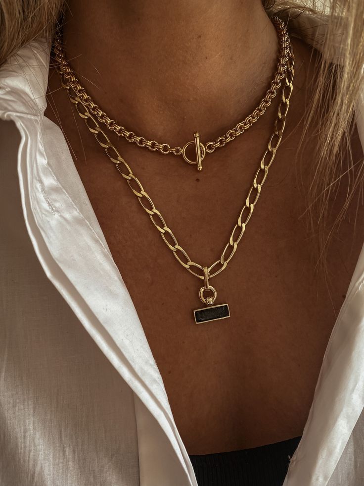 Thick Bold Rolo Chain Necklace ; Gold Filled Sterling Silver With T Clasp - Etsy