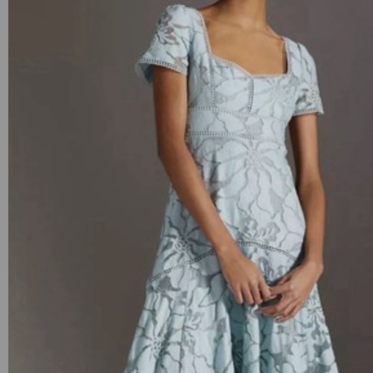 Dress Slim Lace Midi Dress 6 8 Lovely! Color: Blue Size: 8