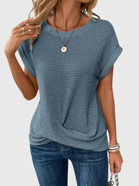 Isa | Elegant Blouse With Crew Neck Blue