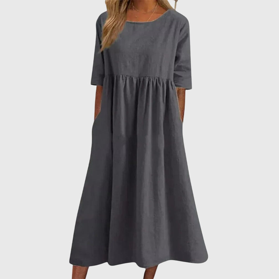 Haisley | Elegant Short-Sleeved Dress Gray