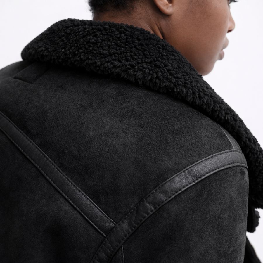 Caroline – Shearling Aviator Suede Jacket
