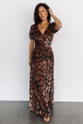 Leslie Velvet Maxi Dress Black + Bronze