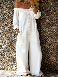 Veda - Off-Shoulder Denim Jumpsuit with Relaxed Fit