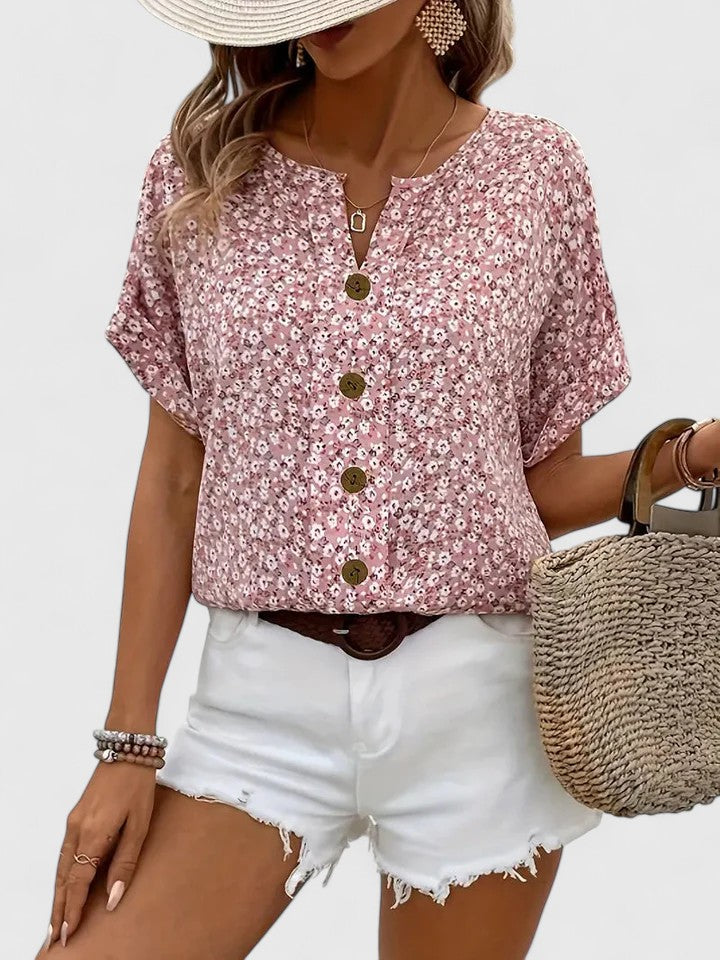 Sabine - Elegant Floral Summer Top Pink